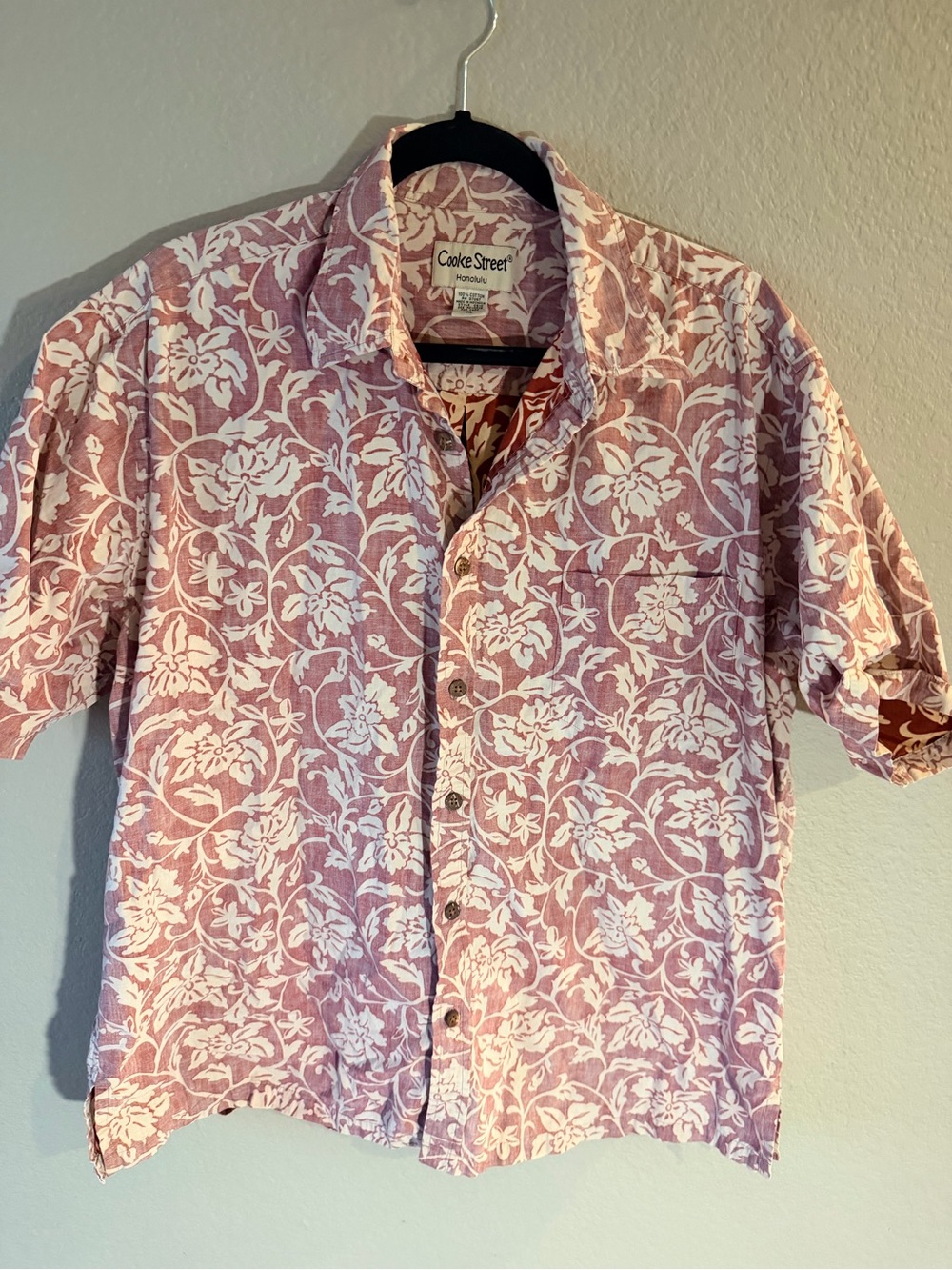 Vintage “Reverse Print” flower Hawaiian shirt,